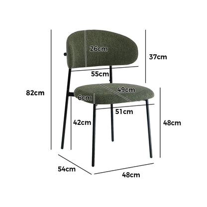 Dining Chair Set of 4,6 Green Linen Fabric with Contoured Foam Seat