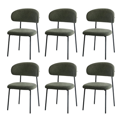 Dining Chair Set of 4,6 Green Linen Fabric with Contoured Foam Seat