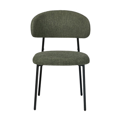 Dining Chair Set of 4,6 Green Linen Fabric with Contoured Foam Seat
