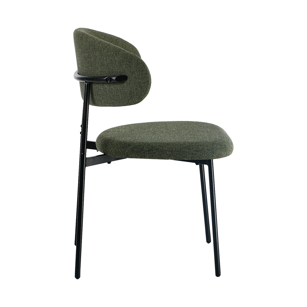 Dining Chair Set of 4,6 Green Linen Fabric with Contoured Foam Seat