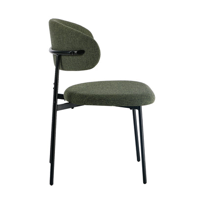 Dining Chair Set of 4,6 Green Linen Fabric with Contoured Foam Seat