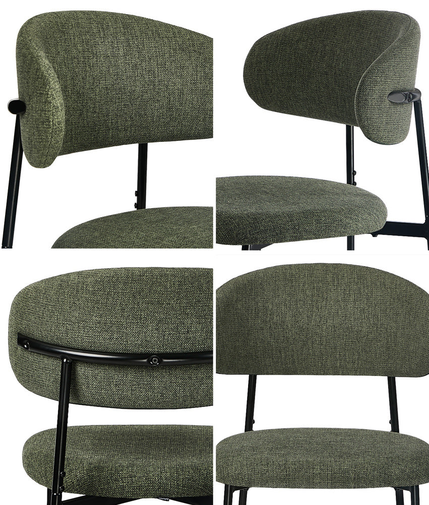 Dining Chair Set of 4,6 Green Linen Fabric with Contoured Foam Seat