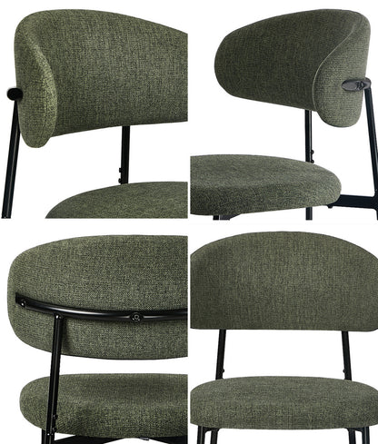 Dining Chair Set of 4,6 Green Linen Fabric with Contoured Foam Seat
