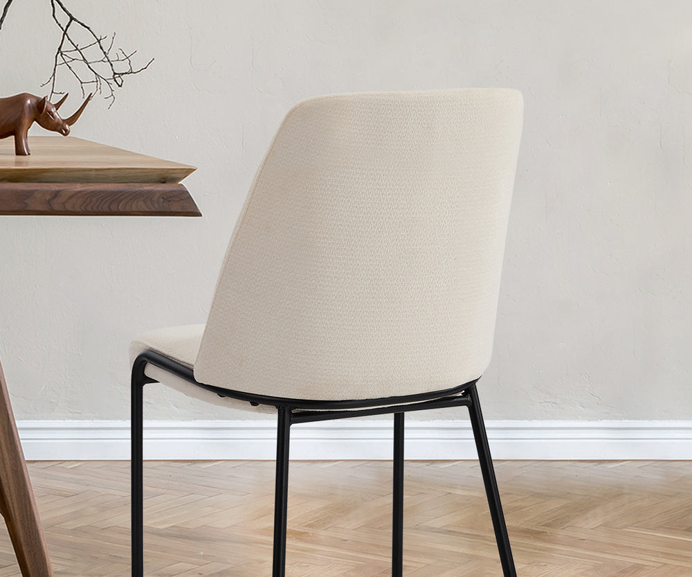 Set of 2 Dining Chairs Chenille Fabric Upholstered Padded Seat Beige Green & Grey