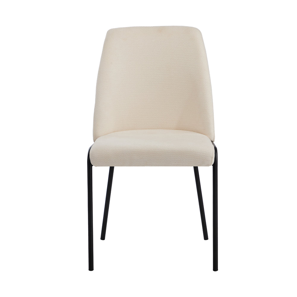 Set of 6 Dining Chairs Chenille Fabric Upholstered Padded Seat Beige Green & Grey
