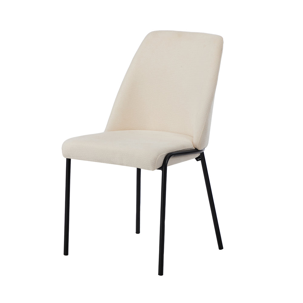 Set of 8 Dining Chairs Chenille Fabric Upholstered Padded Seat Beige Green & Grey
