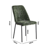 Set of 2 Dining Chairs Chenille Fabric Upholstered Padded Seat Beige Green & Grey