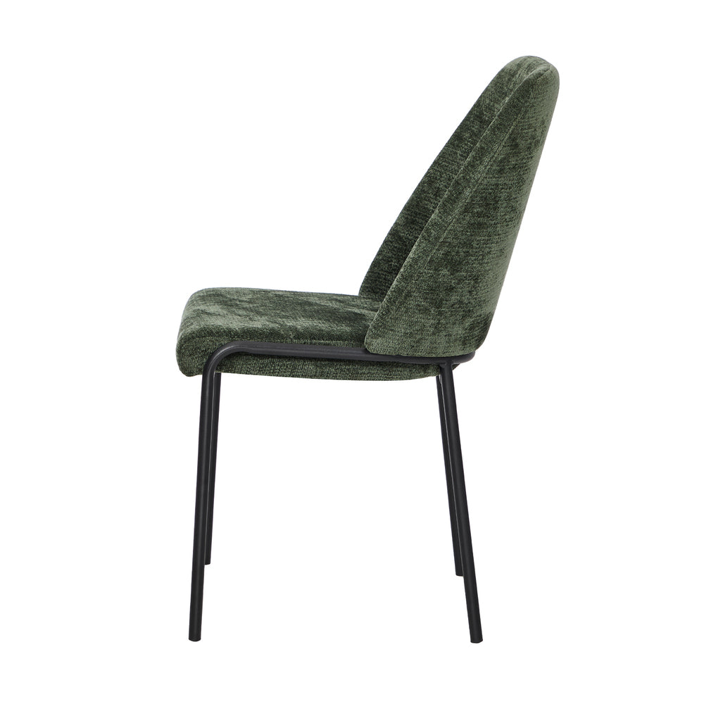 Set of 2 Dining Chairs Chenille Fabric Upholstered Padded Seat Beige Green & Grey