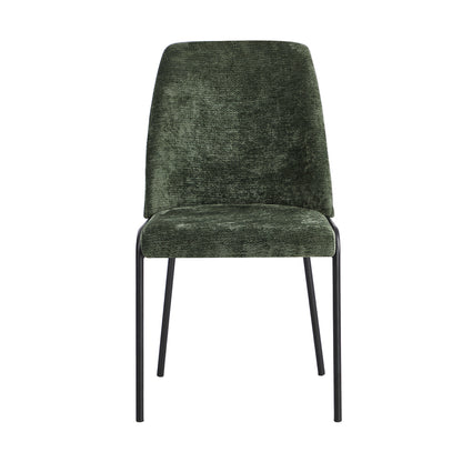 Set of 6 Dining Chairs Chenille Fabric Upholstered Padded Seat Beige Green & Grey