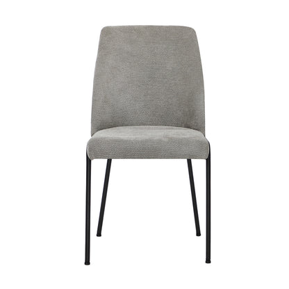 Set of 2 Dining Chairs Chenille Fabric Upholstered Padded Seat Beige Green & Grey