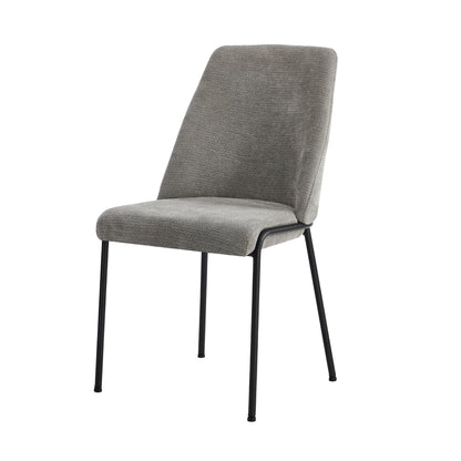 Set of 2 Dining Chairs Chenille Fabric Upholstered Padded Seat Beige Green & Grey