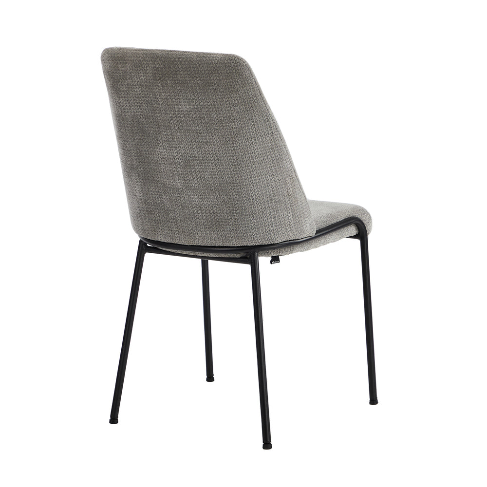Set of 2 Dining Chairs Chenille Fabric Upholstered Padded Seat Beige Green & Grey