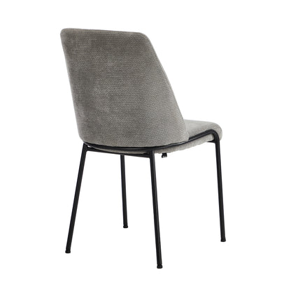 Set of 2 Dining Chairs Chenille Fabric Upholstered Padded Seat Beige Green & Grey