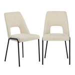2x Dining Chairs Chenille Fabric Upholstered Kitchen Side Chairs Beige Green & Grey