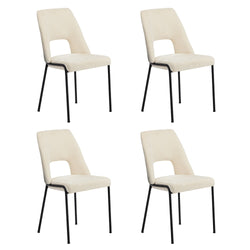 4x Dining Chairs Chenille Fabric Kitchen Side Chair Beige/Green/Grey
