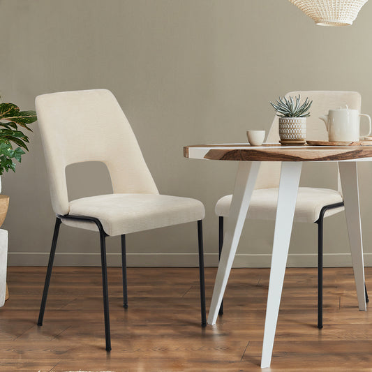 4x Dining Chairs Chenille Fabric Kitchen Side Chair Beige/Green/Grey