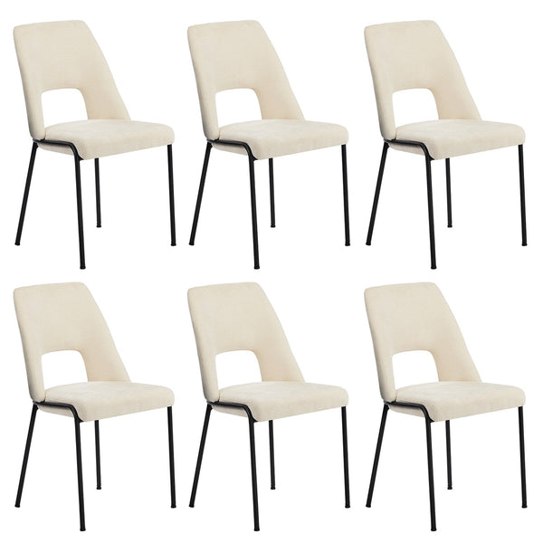  6x Dining Chairs Chenille Fabric Upholstered Kitchen Side Chairs Beige Green & Grey