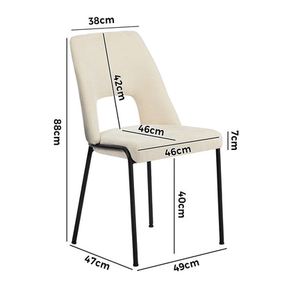 6x Dining Chairs Chenille Fabric Upholstered Kitchen Side Chairs Beige Green & Grey
