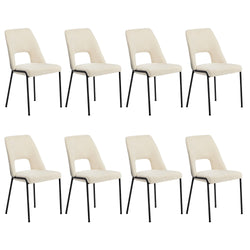 8x Dining Chairs Chenille Fabric Upholstered Kitchen Side Chairs Beige Green & Grey