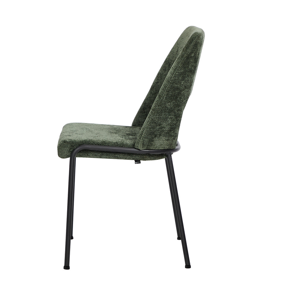 2x Dining Chairs Chenille Fabric Upholstered Kitchen Side Chairs Beige Green & Grey