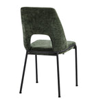 2x Dining Chairs Chenille Fabric Upholstered Kitchen Side Chairs Beige Green & Grey