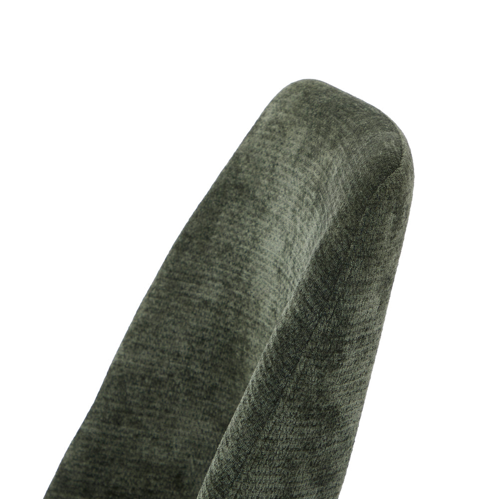 2x Dining Chairs Chenille Fabric Upholstered Kitchen Side Chairs Beige Green & Grey