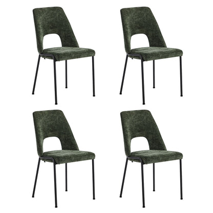 4x Dining Chairs Chenille Fabric Kitchen Side Chair Beige/Green/Grey
