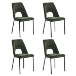 4x Dining Chairs Chenille Fabric Kitchen Side Chair Beige/Green/Grey