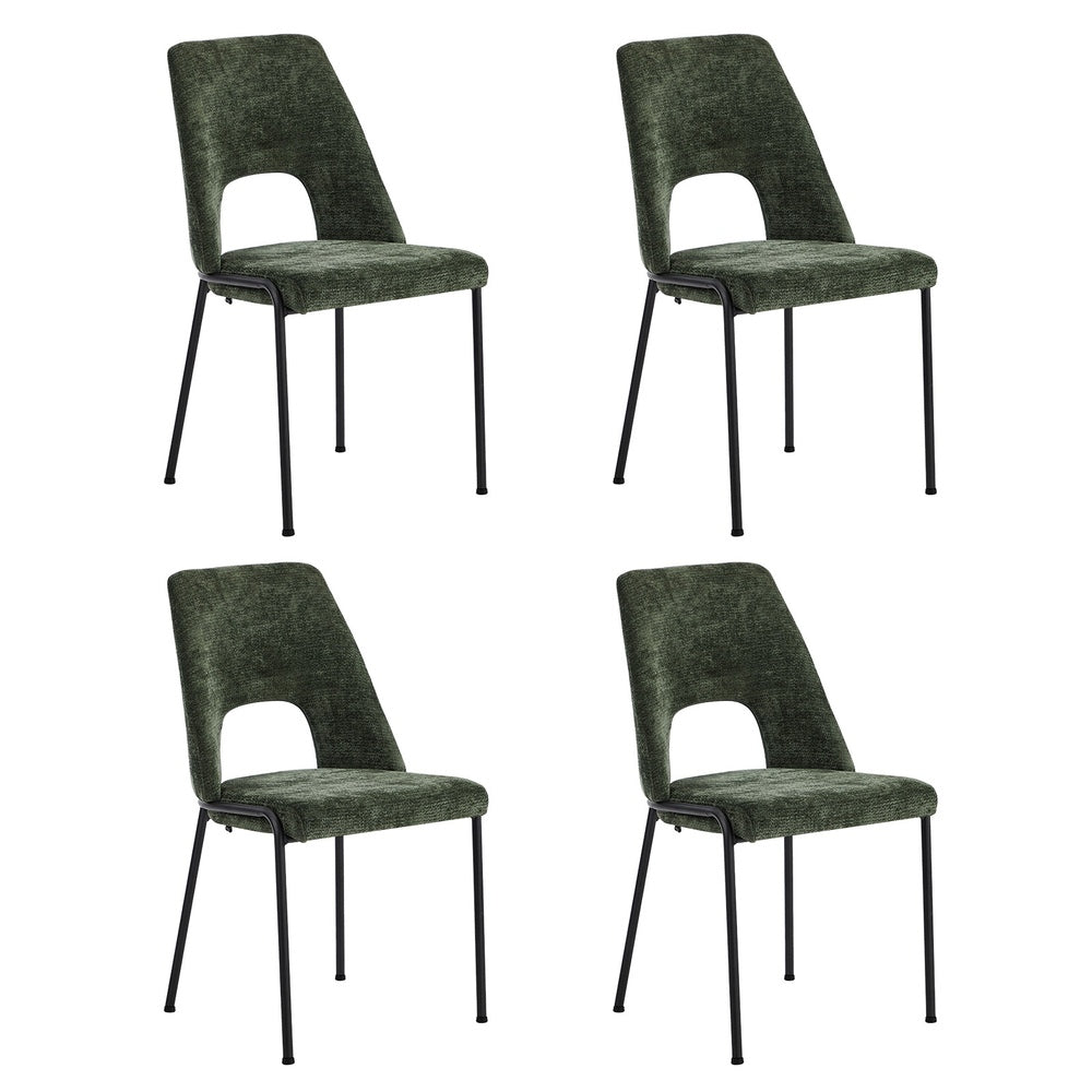 4x Dining Chairs Chenille Fabric Kitchen Side Chair Beige/Green/Grey