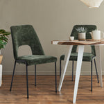 4x Dining Chairs Chenille Fabric Kitchen Side Chair Beige/Green/Grey
