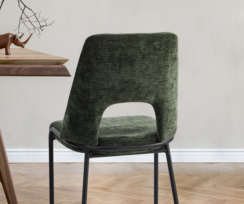 4x Dining Chairs Chenille Fabric Kitchen Side Chair Beige/Green/Grey