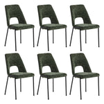 6x Dining Chairs Chenille Fabric Upholstered Kitchen Side Chairs Beige Green & Grey