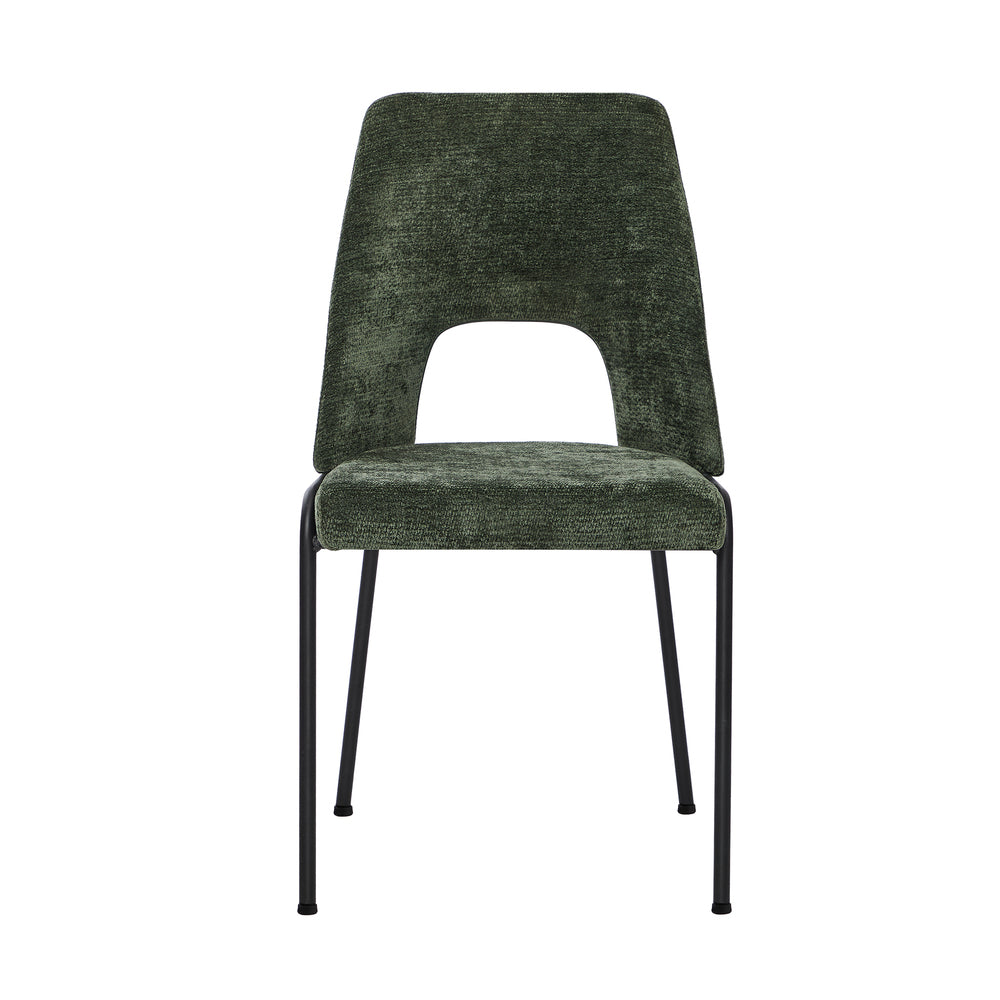 6x Dining Chairs Chenille Fabric Upholstered Kitchen Side Chairs Beige Green & Grey