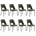 8x Dining Chairs Chenille Fabric Upholstered Kitchen Side Chairs Beige Green & Grey