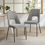 2x Dining Chairs Chenille Fabric Upholstered Kitchen Side Chairs Beige Green & Grey