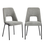 2x Dining Chairs Chenille Fabric Upholstered Kitchen Side Chairs Beige Green & Grey