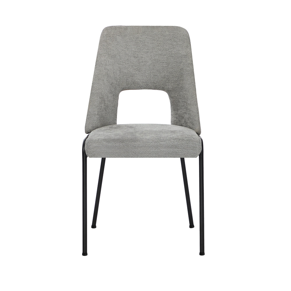 2x Dining Chairs Chenille Fabric Upholstered Kitchen Side Chairs Beige Green & Grey
