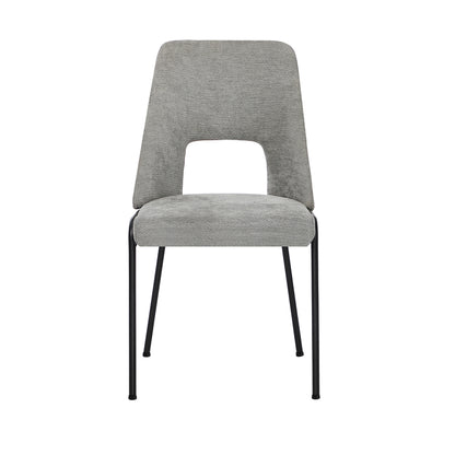 2x Dining Chairs Chenille Fabric Upholstered Kitchen Side Chairs Beige Green & Grey