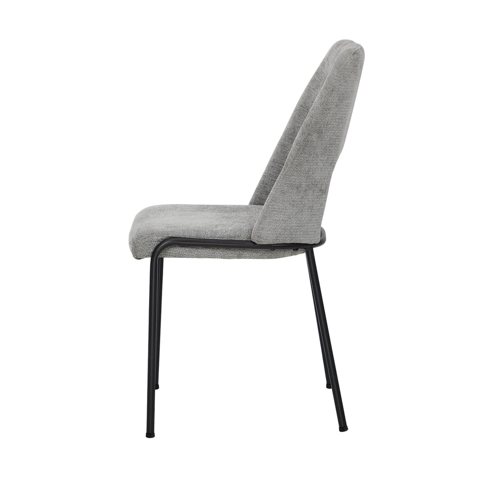 2x Dining Chairs Chenille Fabric Upholstered Kitchen Side Chairs Beige Green & Grey