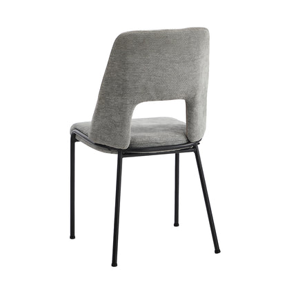 2x Dining Chairs Chenille Fabric Upholstered Kitchen Side Chairs Beige Green & Grey