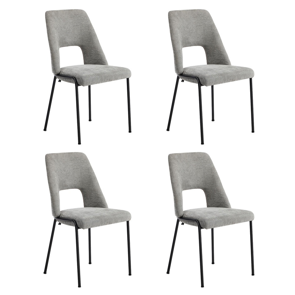 4x Dining Chairs Chenille Fabric Kitchen Side Chair Beige/Green/Grey