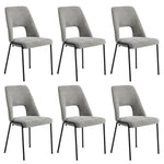 6x Dining Chairs Chenille Fabric Upholstered Kitchen Side Chairs Beige Green & Grey