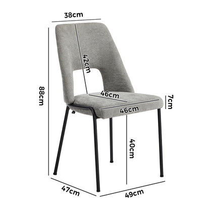 6x Dining Chairs Chenille Fabric Upholstered Kitchen Side Chairs Beige Green & Grey