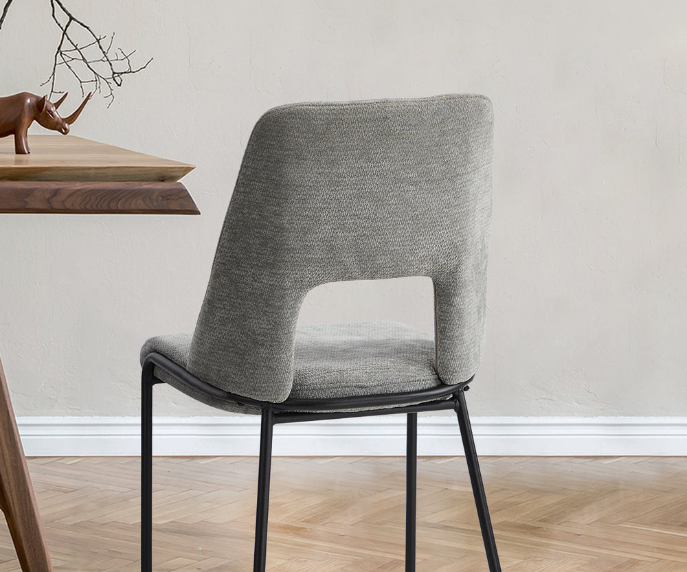 6x Dining Chairs Chenille Fabric Upholstered Kitchen Side Chairs Beige Green & Grey