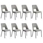 8x Dining Chairs Chenille Fabric Upholstered Kitchen Side Chairs Beige Green & Grey