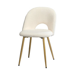 2PCS Dining Chairs Armchair Sherpa Golden White