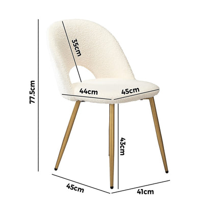 4PCS Dining Chairs Armchair Sherpa Golden White
