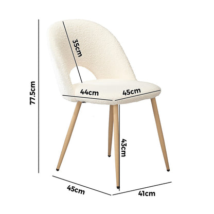 2PCS Dining Chairs Armchair Sherpa Golden White