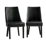 2PCs PU Leather Dining Chair Kitchen Padded Seat Design Black