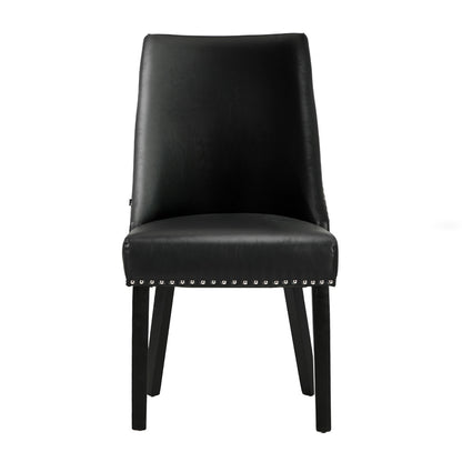 2PCs PU Leather Dining Chair Kitchen Padded Seat Design Black